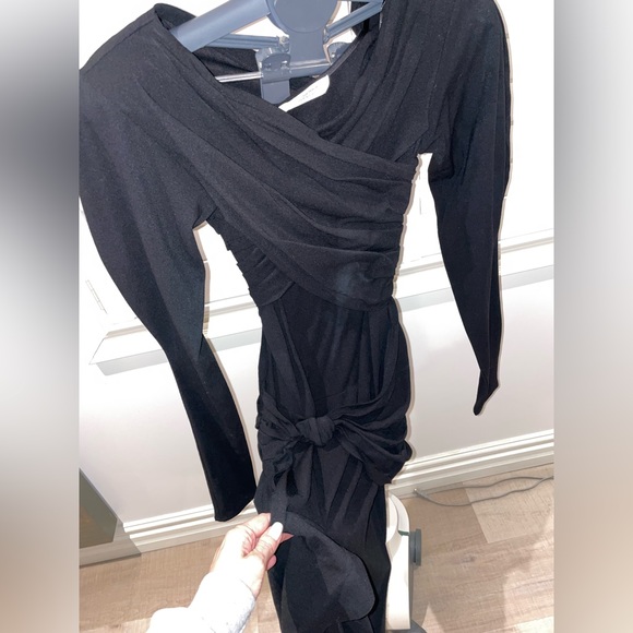 NWT Zara M DRESS BLACK draped knotted COLLECTION 08 W/F 2020 - Picture 6 of 9